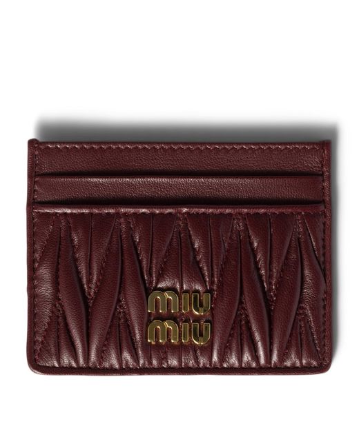 Miu Miu Purple Nappa Leather Matelassé Card Holder