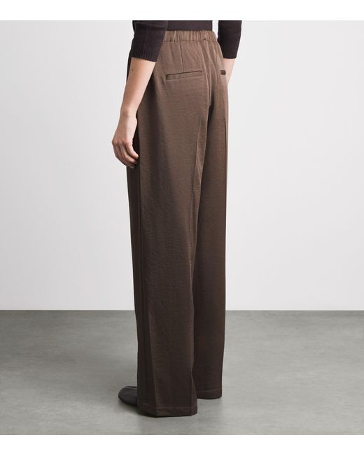 Vince Brown Crepe High-Waist Trousers