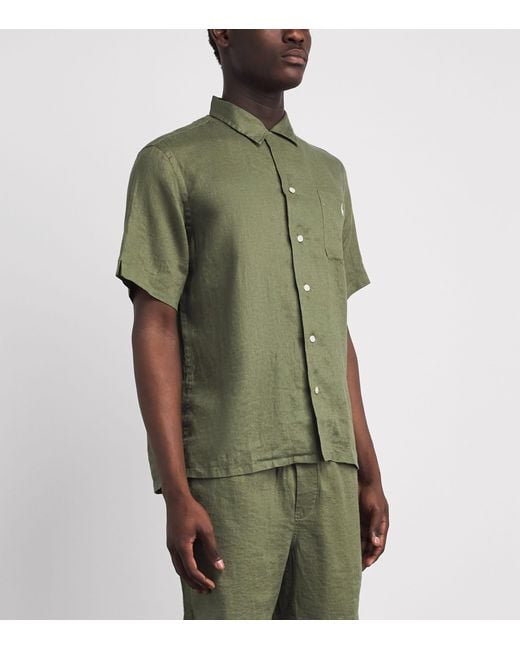 Polo Ralph Lauren Green Linen Short-Sleeve Classic-Fit Shirt for men