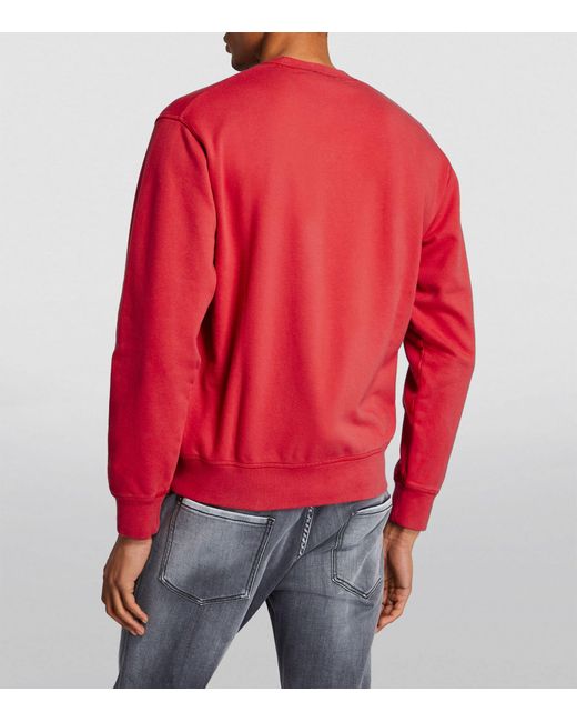 DSquared² Red Cotton Logo Crew-neck Sweater for men