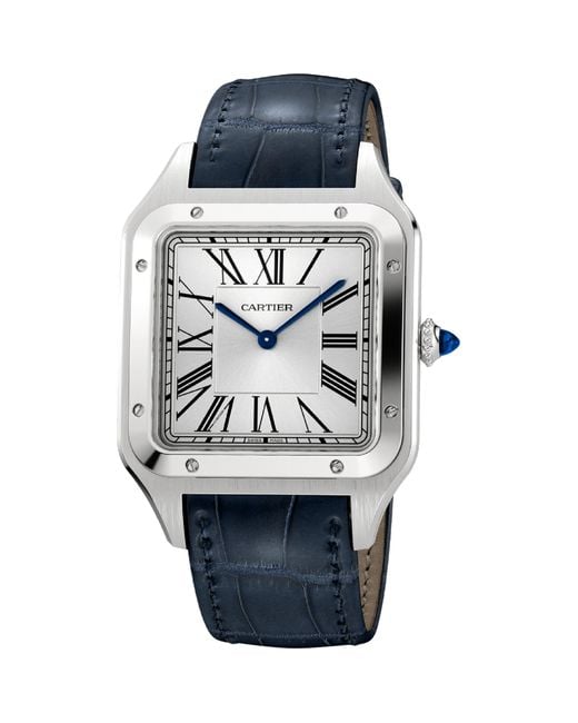 Cartier Blue Stainless Steel Santos-Dumont Watch for men