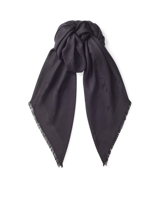 Jimmy Choo Blue Silk-Wool Emani Scarf