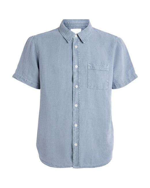 Citizens of Humanity Blue Linen Short-Sleeve Shirt for men