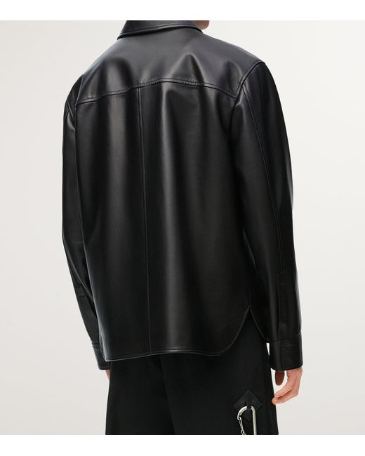 Loewe Black Leather Shirt Jacket for men