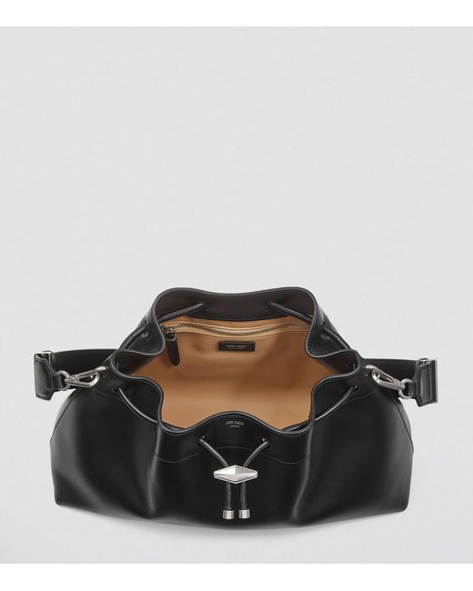 Jimmy Choo Black Medium Leather Cinch Bucket Bag