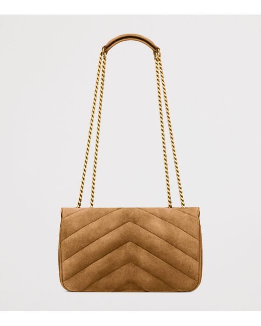Saint Laurent Natural Small Suede Loulou Shoulder Bag