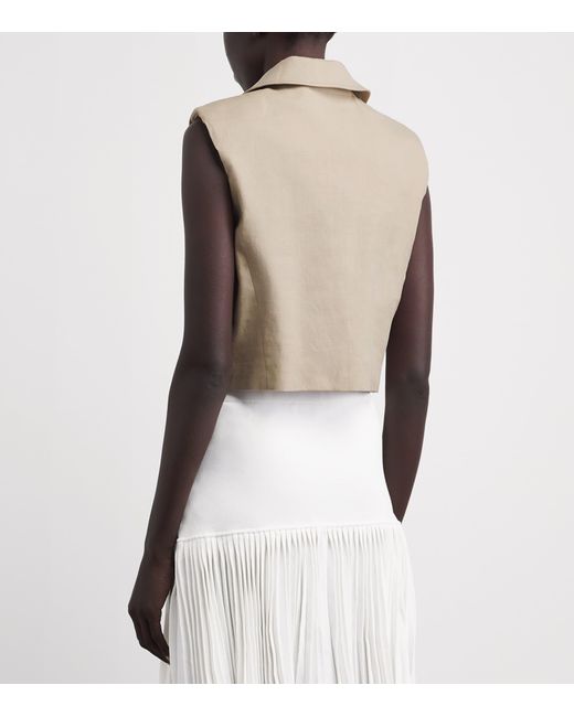 Claudie Pierlot Natural Linen-Blend Sleeveless Jacket
