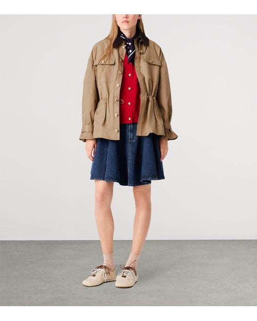 Maje Brown Contrast-Collar Trench Coat