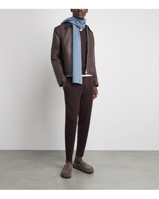 Falke Blue Ultrafine Merino Wool Scarf for men