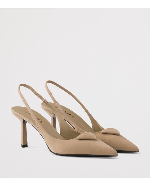 Prada Metallic Suede Slingback Pumps 75