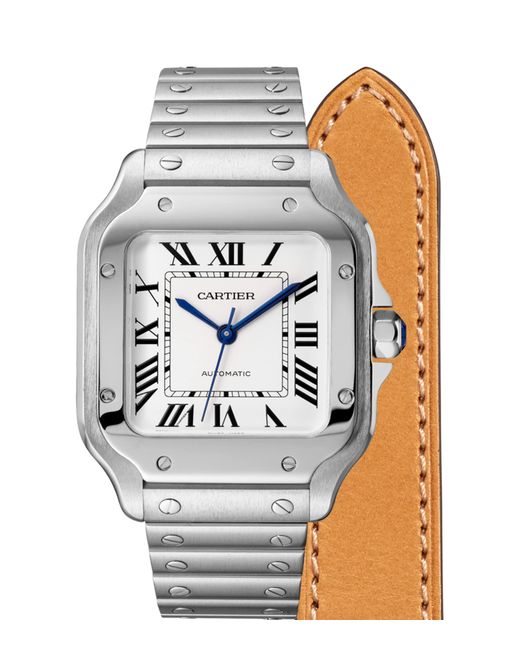 Cartier Metallic Stainless Steel Santos De Watch