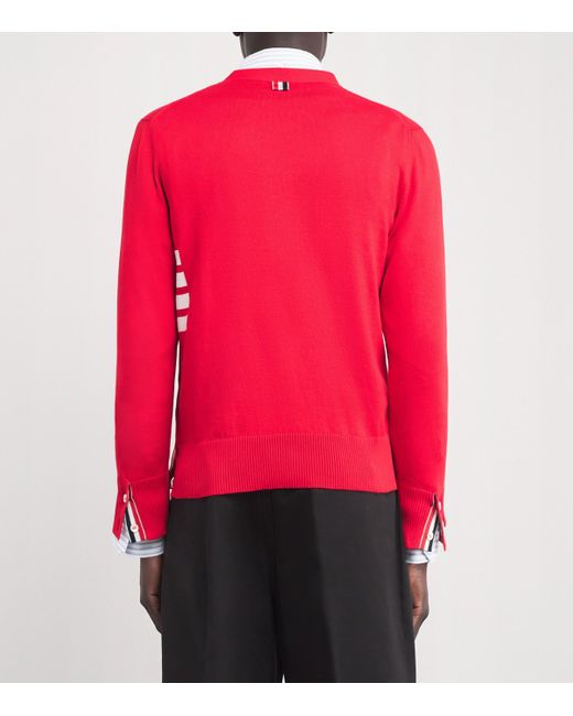 Thom Browne Pink Cotton 4-Bar Cardigan for men