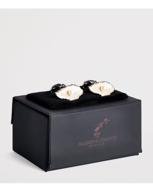 Deakin & Francis Metallic Sterling Oyster And Pearl Cufflinks for men