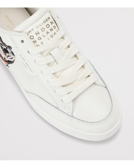 Kurt Geiger White Leather London Patch Sneakers