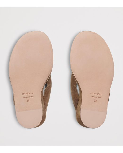 Balenciaga Brown Velvet Gaeta Thong Wedge Sandals 90