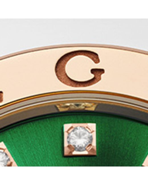 BVLGARI Green Stainless Steel And Rose Gold Lady Watch 33mm