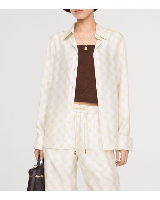Burberry White Silk Equestrian Knight Design Shirt