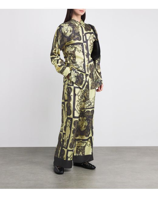 Ganni Green Silk Ornate Print Shirt