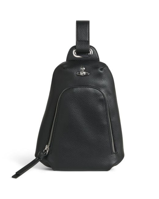 Vivienne Westwood Black Leather Sling Cross-Body Bag for men