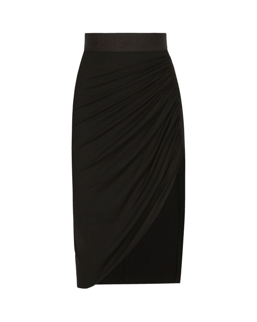 Dolce & Gabbana Black Ruched Pencil Skirt