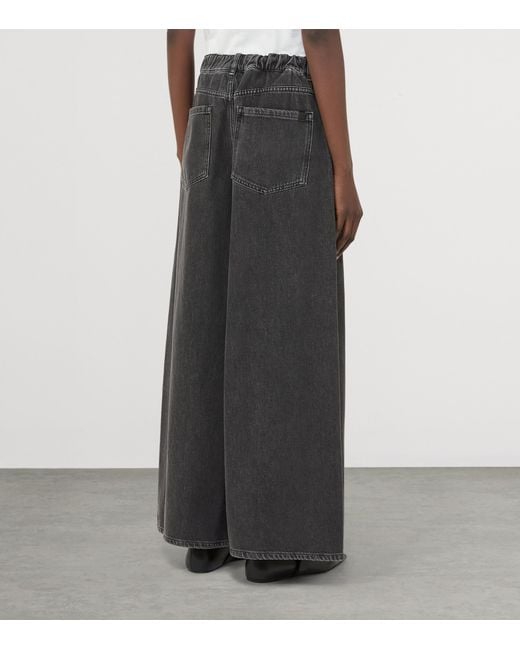 Weekend by Maxmara Gray Logo-Printed Authentic Wide-Leg Jeans
