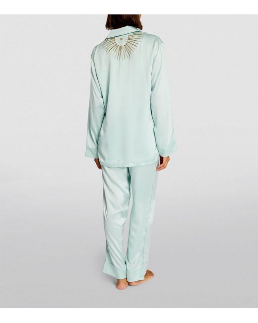 Olivia Von Halle Blue Silk Yves Incantation Pyjama Set