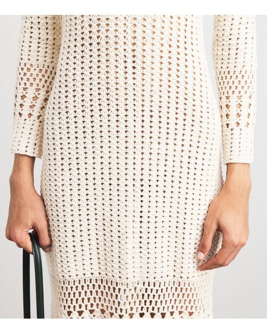 Escvdo White Crochet Reflejo Midi Dress
