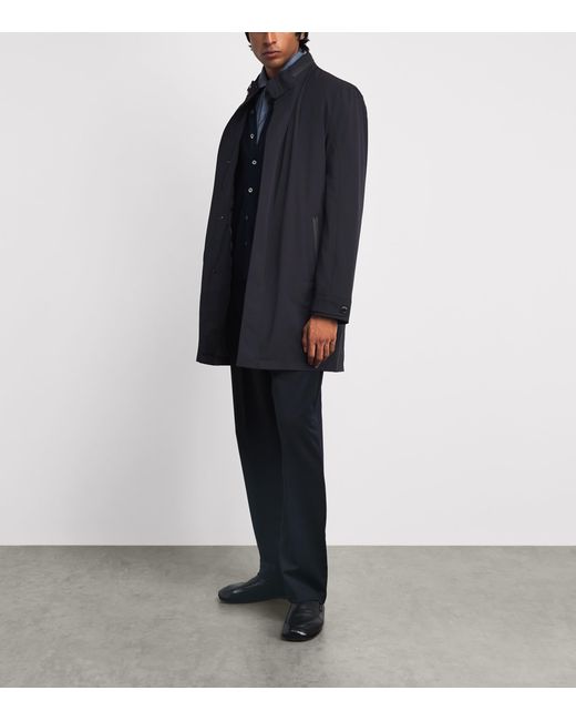 Corneliani Blue Water-Resistant Overcoat for men