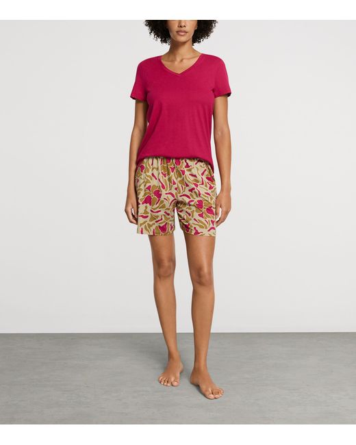Hanro Red Cotton-Modal Printed Shorts