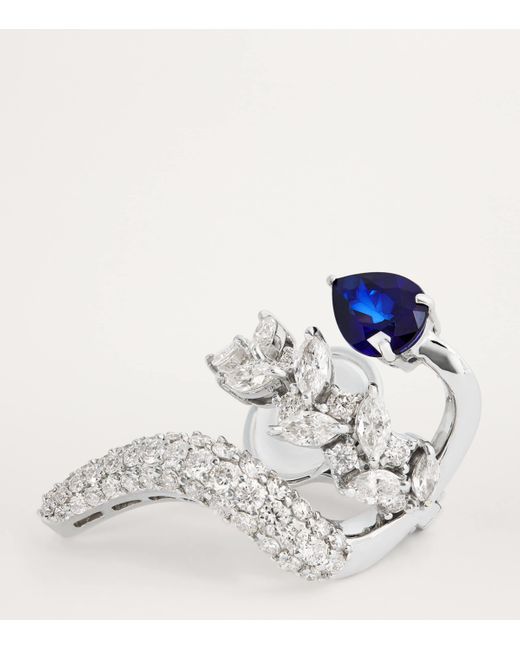 YEPREM White Diamond And Sapphire Whisper Ear Cuff