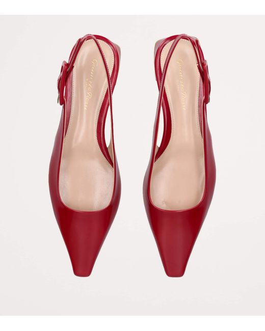 Gianvito Rossi Red Leather Tokio Slingback Flats