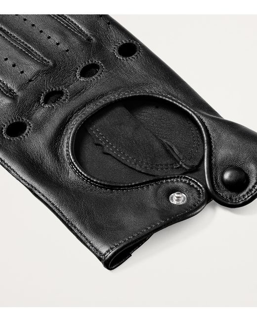 Aspinal Black Nappa Leather Driving Gloves for men