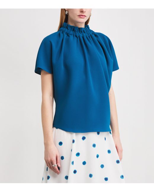 Edeline Lee Blue Ruff Blouse