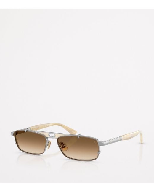 Brunello Cucinelli Natural Titanium Rectangular Paloma Sunglasses