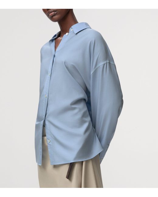 Loewe Blue Wool-Silk Draped Shirt