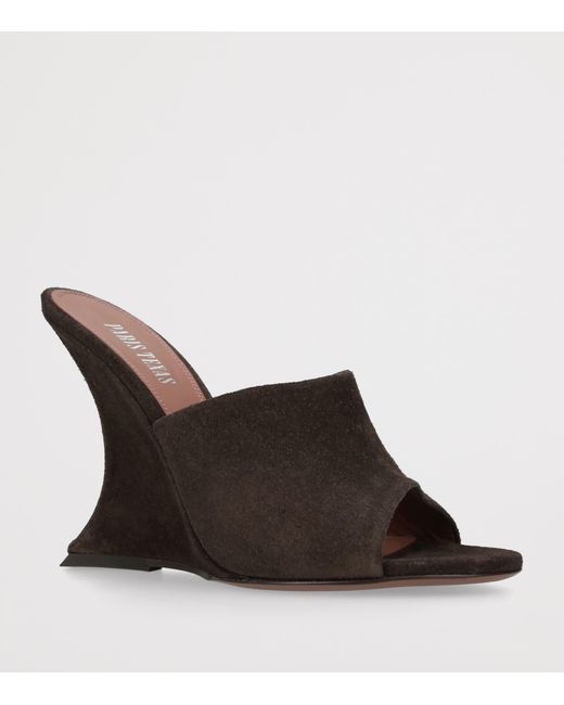 Paris Texas Brown Suede Nina Wedge Mules 105