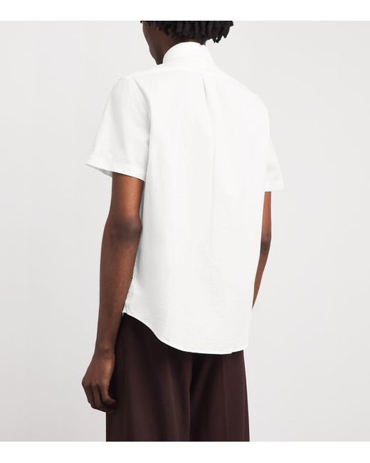 Polo Ralph Lauren White Seersucker Cotton Custom Fit Shirt for men