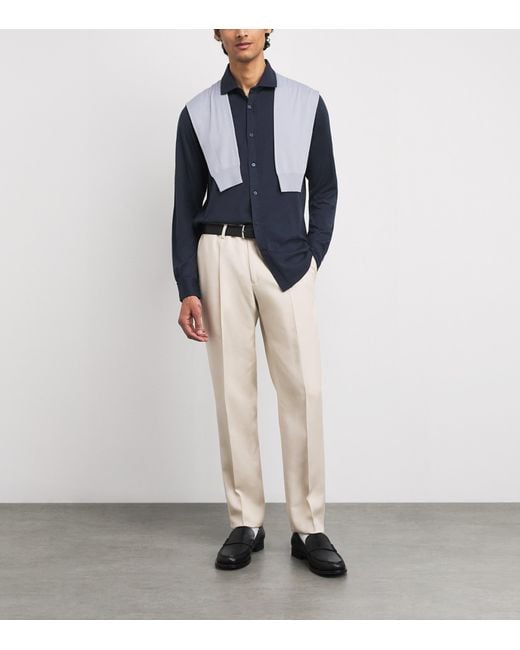Colombo Blue Silk-Cotton Shirt for men