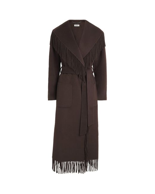 Jonathan Simkhai Brown Wool Fringe Carrie Robe Coat