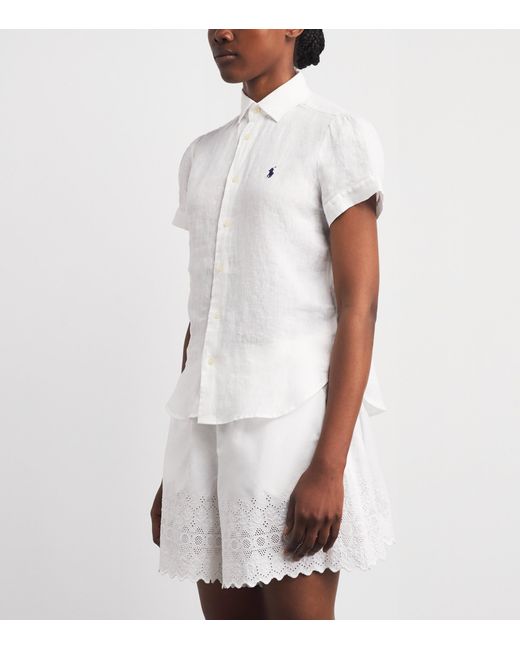 Polo Ralph Lauren White Linen Short-Sleeve Shirt