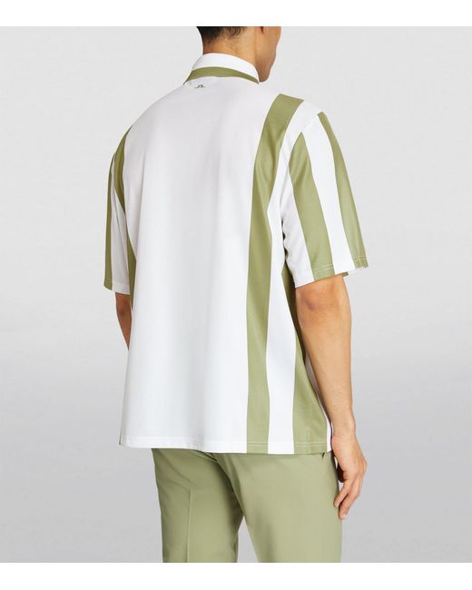 J.Lindeberg White Striped Martin Polo Shirt for men