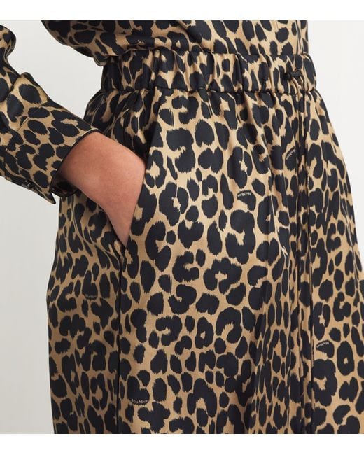 Max Mara Brown Silk Leopard Print Trousers