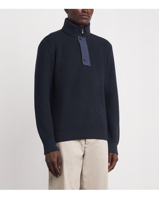 Paul & Shark Blue Wool-Blend High-Neck Sweater for men