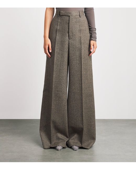 Rick Owens Brown Wool Wide-Leg Trousers
