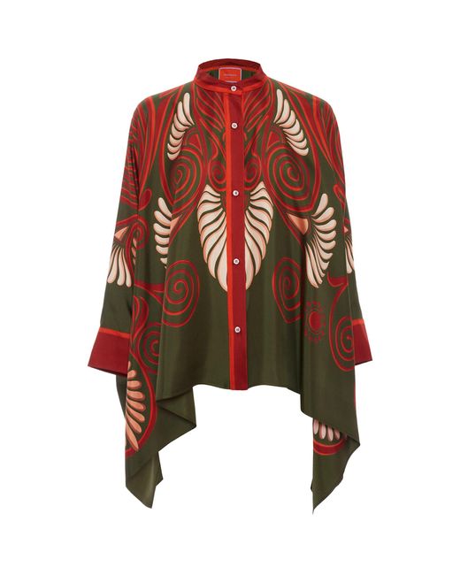LaDoubleJ Red Silk Printed Foulard Shirt