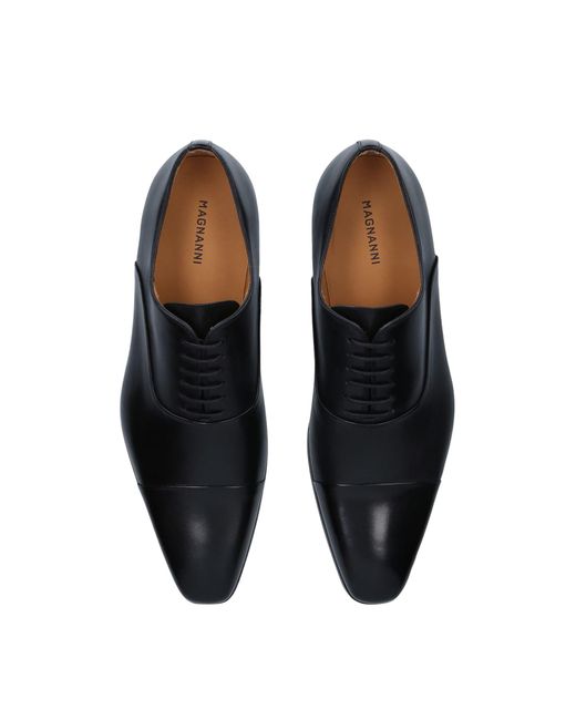 Magnanni Shoes Black Toecap Oxford Shoes for men