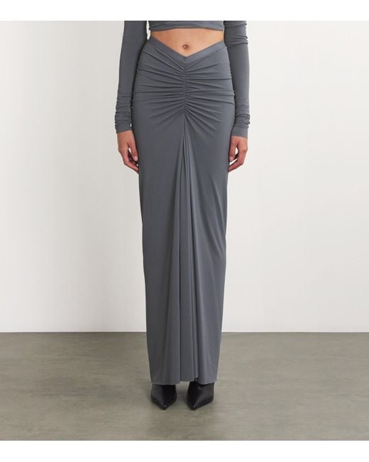 Rick Owens Gray Ruched Poppy Maxi Skirt