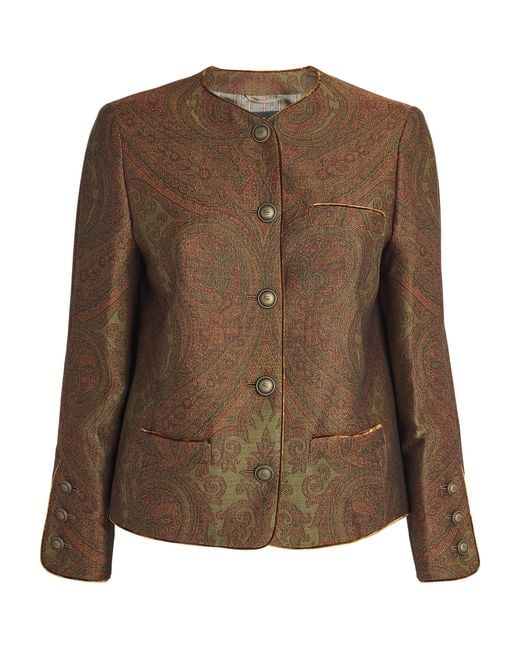 Etro Brown Paisley Cropped Jacket
