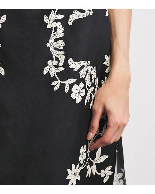 Claudie Pierlot Black Floral Cut-Out Midi Dress
