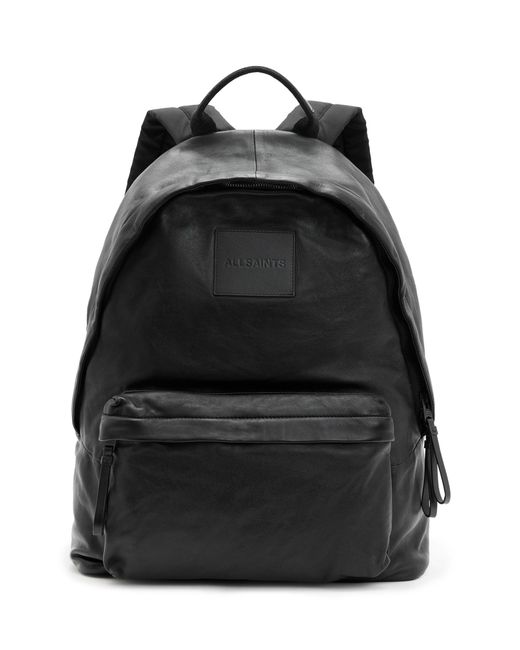 AllSaints Black Logo-patch Carabiner Backpack for men